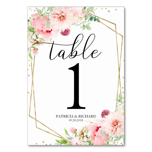 Elegante Blush Bloemen Geometrische Bruiloft Kaart (Voorkant)