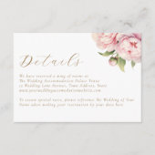 Elegante Blush Bloemen Goud Bruiloft Details Informatiekaartje (Voorkant)