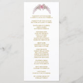 Elegante Blush Bloemen Goud Lijst Trouwprogramma Programmakaart (Achterkant)