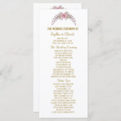 Elegante Blush Bloemen Goud Lijst Trouwprogramma Programmakaart (Voorkant / Achterkant)