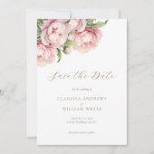 Elegante Blush Bloemen Goud Wit Moderne Bruiloft Save The Date (Voorkant)