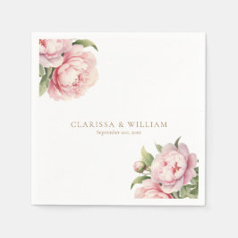 Elegante Blush Bloemen Goud Wit Moderne Bruiloft Servet