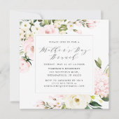 Elegante Blush Bloemen Greenery Moederdag Brunch Kaart (Voorkant)