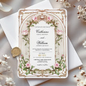 Elegante Blush Bloemen Huwelijksuitnodiging Kaart