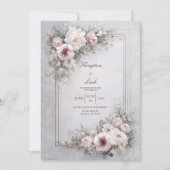 Elegante Blush Bloemen Lijst bruiloft Kaart (Voorkant)