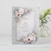 Elegante Blush Bloemen Lijst bruiloft Kaart (Staand voorkant)
