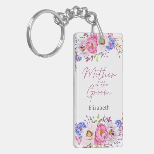 Elegante Blush Bloemen Moeder van de Bruidegom Sle Sleutelhanger (Voorkant Links)