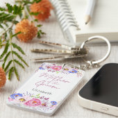 Elegante Blush Bloemen Moeder van de Bruidegom Sle Sleutelhanger (Voorkant Rechts)