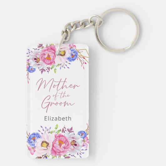 Elegante Blush Bloemen Moeder van de Bruidegom Sle Sleutelhanger (achterkant)