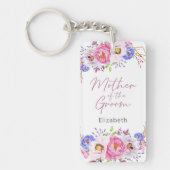 Elegante Blush Bloemen Moeder van de Bruidegom Sle Sleutelhanger (Voorkant)