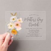 Elegante Blush Bloemen Moederdag Brunch Acryl Uitnodigingen (Insitu (Draagbaar))