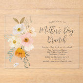 Elegante Blush Bloemen Moederdag Brunch Acryl Uitnodigingen (Voorkant)