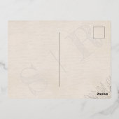 Elegante Blush Bloemen Monogram Huwelijk Folie Uitnodiging Briefkaart (Achterkant)