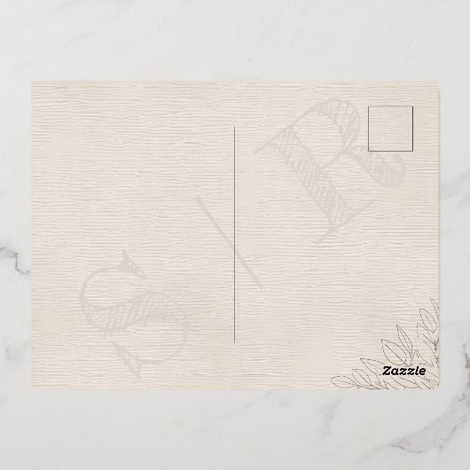 Elegante Blush Bloemen Monogram Huwelijk Folie Uitnodiging Briefkaart (Achterkant)