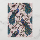 Elegante Blush Bloemen Pauw bruiloft Folie Uitnodiging (Achterkant)