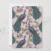 Elegante Blush Bloemen Pauw bruiloft Save The Date (Achterkant)