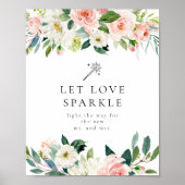 Elegante Blush Bloemen Sparkler Verstuur teken Poster (Voorkant)