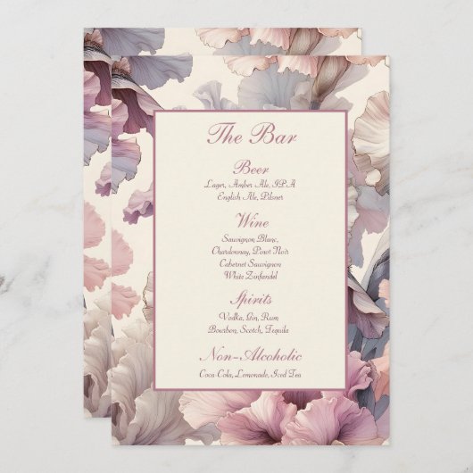 Elegante Blush Bloemen Stijlvolle Chique bruiloft  Menu (Voorkant / Achterkant)