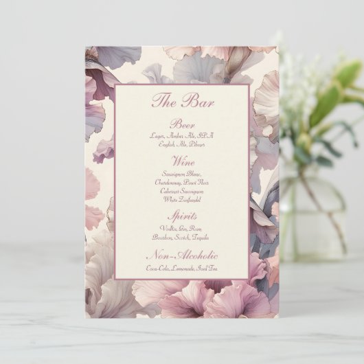 Elegante Blush Bloemen Stijlvolle Chique bruiloft  Menu (Staand voorkant)