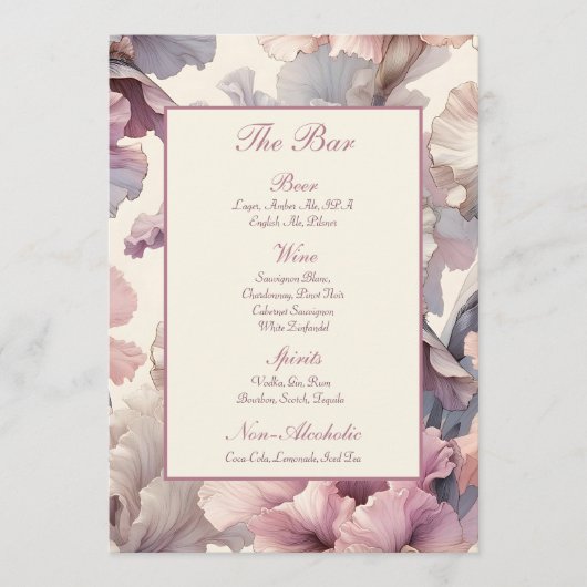 Elegante Blush Bloemen Stijlvolle Chique bruiloft  Menu (Voorkant)