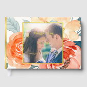 Elegante Blush Bloemen Trouwgoud Gastenboek (Voorkant)
