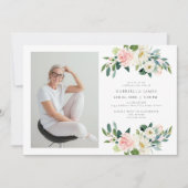 Elegante Blush Bloemen Viering van het leven Begra Kaart (Voorkant)