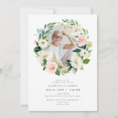 Elegante Blush Bloemen Viering van het leven Begra Kaart (Voorkant)