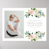 Elegante Blush Bloemen Viering van het leven Begra Poster (Voorkant)