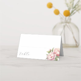 Elegante Blush Bloemen Waterverf Chique Bruiloft Plaatskaartje