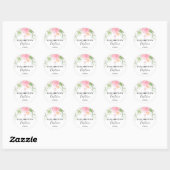 Elegante Blush Bloemen Waterverf Doop Ronde Sticker (Vel)