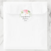 Elegante Blush Bloemen Waterverf Doop Ronde Sticker (Tas)
