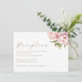 Elegante Blush Bloemen Waterverf Trouwreceptie Informatiekaartje (Staand voorkant)