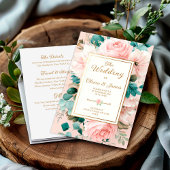 Elegante blush bloemenbruidskaart kaart