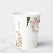 Elegante Blush bloemeneucalyptus goud quinceanera Papieren Bekers (Rechts)