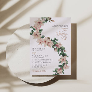 Elegante Blush Bloemige Eucalyptus Trouw Roze Goud Folie Uitnodiging