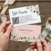 Elegante Blush Bloemige Trouwcadeau Registratie QR Informatiekaartje