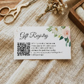 Elegante Blush Bloemige Trouwcadeau Registratie QR Informatiekaartje