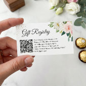 Elegante Blush Bloemige Trouwcadeau Registratie QR Informatiekaartje