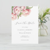 Elegante Blush Bloemige Witte Moderne Trouwdag Save The Date (Staand voorkant)
