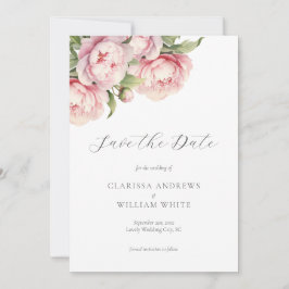 Elegante Blush Bloemige Witte Moderne Trouwdag Save The Date