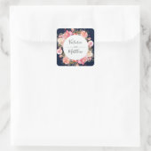 Elegante Blush Bloom Bloemen Bruiloft Gepersonalis Vierkante Sticker (Tas)