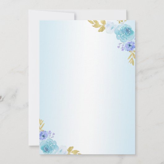 Elegante Blush Blue Floral Quinceañera Verjaardag Bedankkaart (Achterkant)