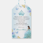 Elegante Blush Blue Floral Quinceañera Verjaardag Cadeaulabel (Achterkant)