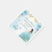 Elegante Blush Blue Floral Quinceañera Verjaardag Servet (Hoek)