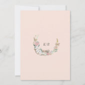Elegante Blush Bohemian Bloemen Bruiloft Uitnodigi Kaart (Achterkant)