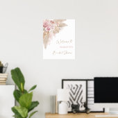 Elegante Blush Boho Pampas Bruidsfeest Verwelkomin Poster (Thuiskantoor)