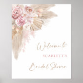 Elegante Blush Boho Pampas Bruidsfeest Verwelkomin Poster (Voorkant)