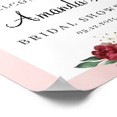 Elegante Blush bordeauxrood boho bloemachtige brui Poster (Hoek)