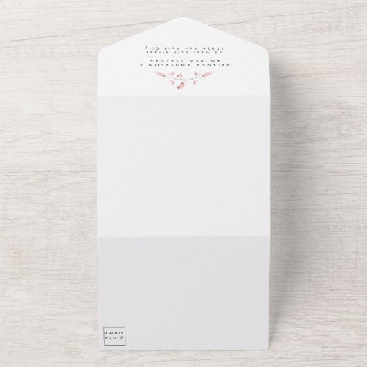 Elegante Blush Botanical Alles in een bruiloft uit All In One Uitnodiging (Buitenkant)