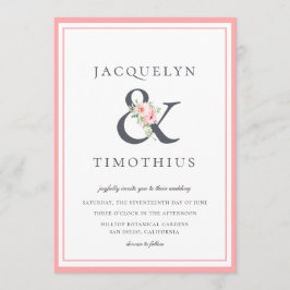 Elegante Blush Botanische Ampersand Bruiloft Kaart